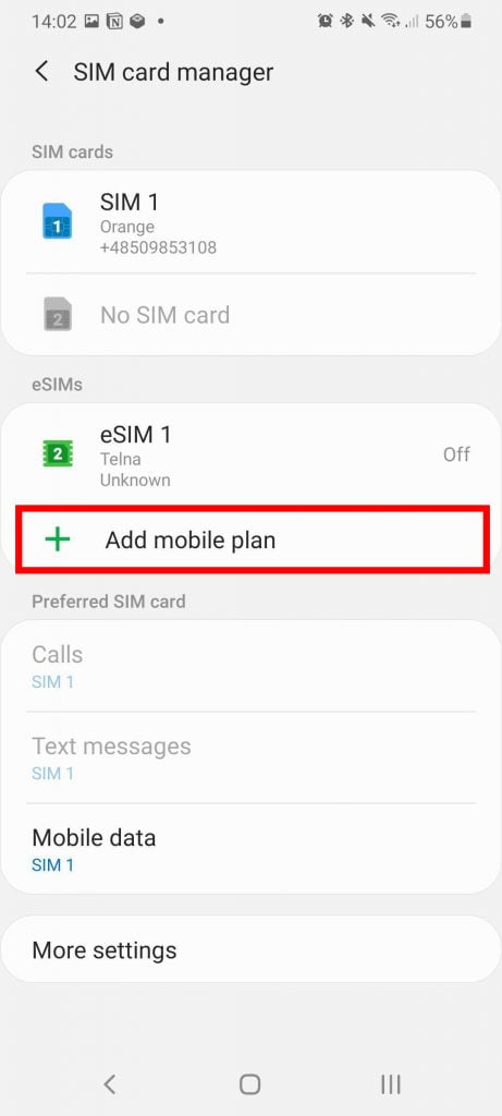 How to add an esim to Samsung GALAXY figure C