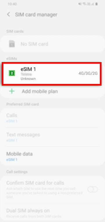 How to add an esim to Samsung GALAXY figure H