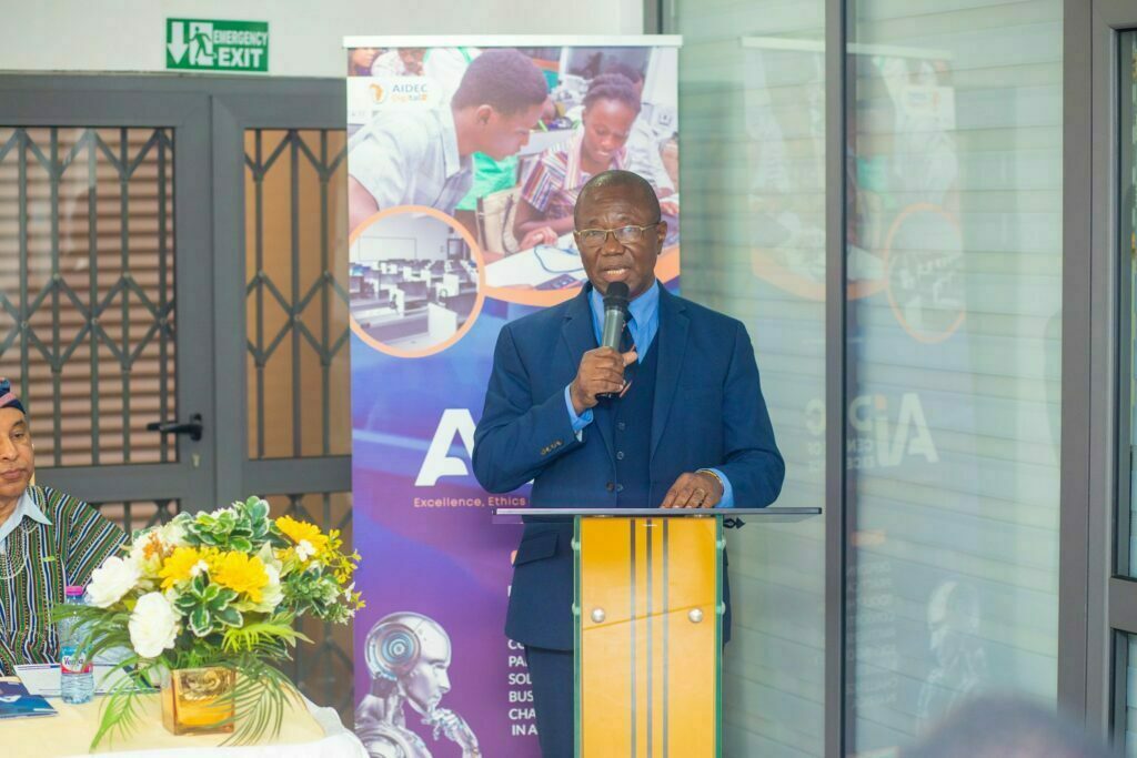 Ambrose Yennah, Executive Chairman of AIDEC Digital speaking at the official opening of the AIDEC AI Centre of Excellence
