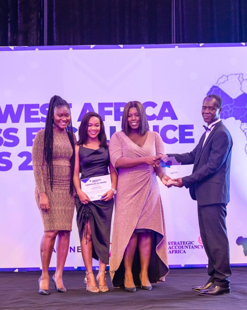 The team from Innovare Ghana Limited receiving their honour at the Ghana-West Africa Business Excellence Awards, 2023