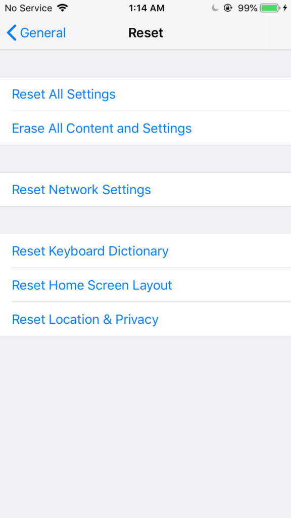 reset iphone