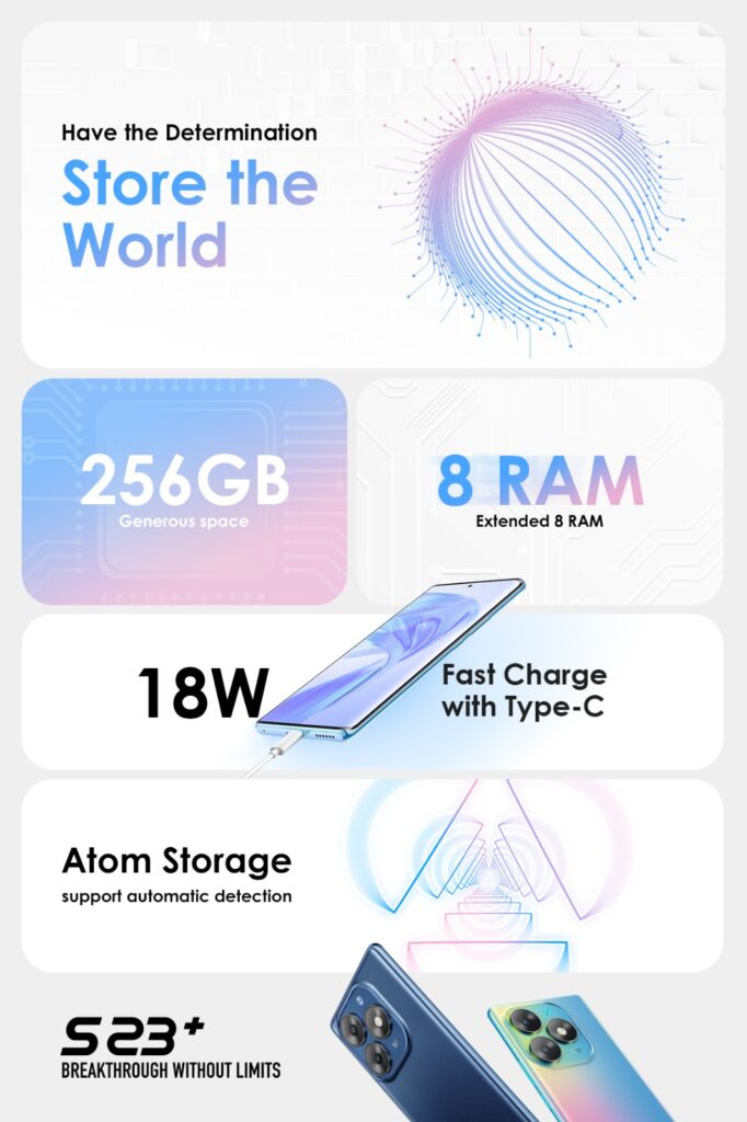 itel S23+ performance and storage