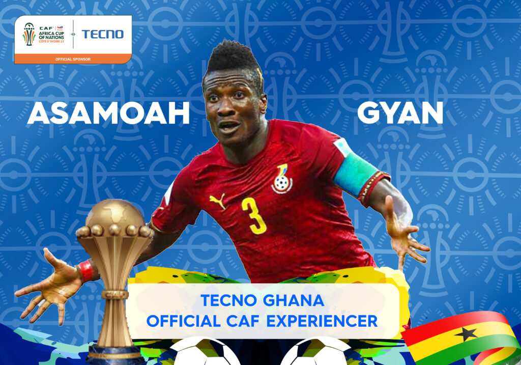 TECNO Ghana announces Asamoah Gyan as official CAF Experiencer