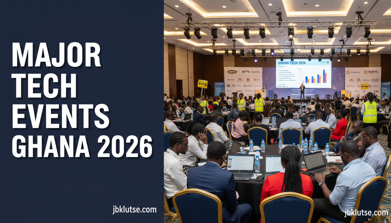 Major Tech Events in Ghana 2026: Complete Calendar 1 tech events ghana: A wide-angle photo inside Accra International Conference Centre during a packed tech conference.