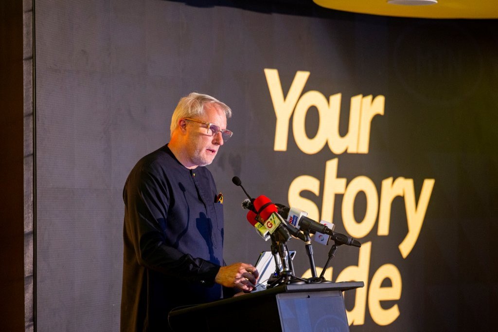 MTN Ghana CEO, Stephen Blewett, addressing stakeholders at the 30th Anniversary launch