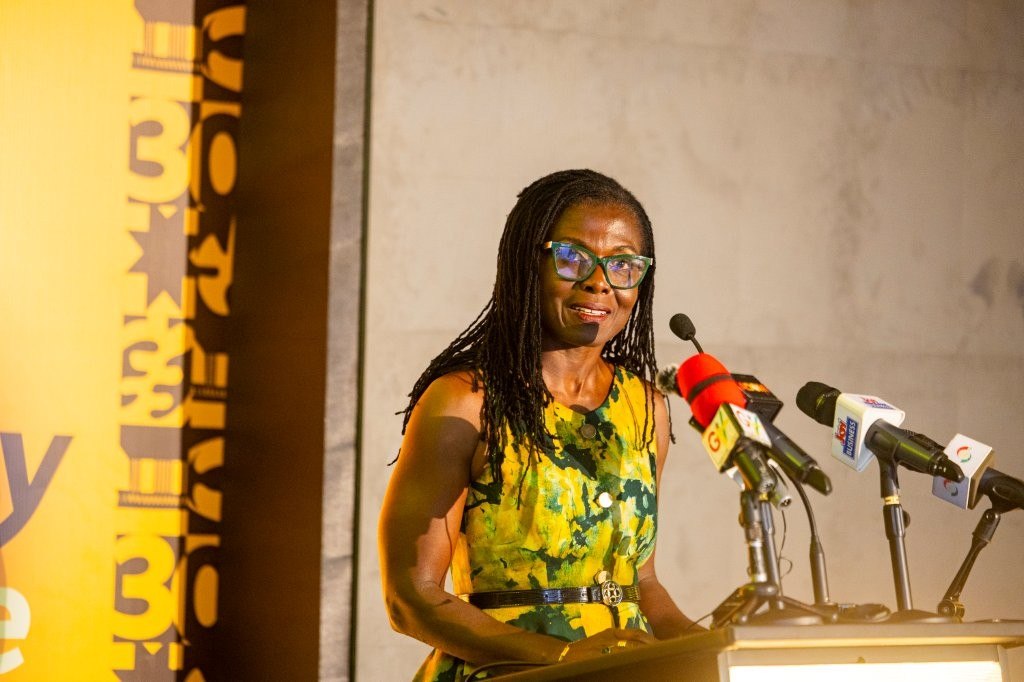 Adwoa Wiafe, Chief Corporate Services and Sustainability Officer, welcoming stakeholders to the launch of the 30th Anniver...