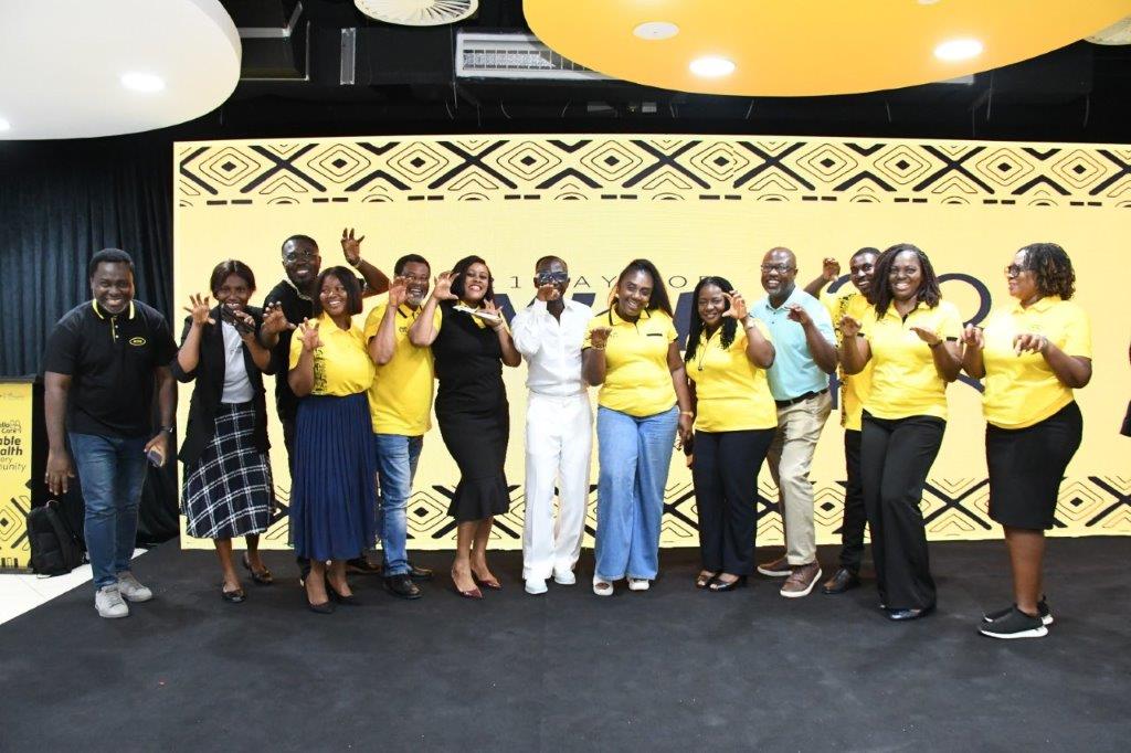 Some MTN Staff in a group picture after the launch of 2026 21 Days of Y'ello Care